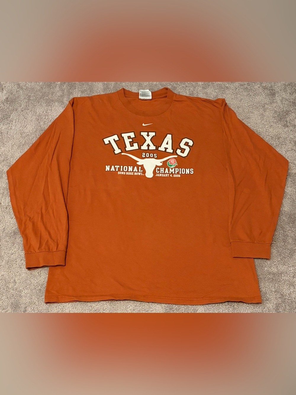 Team Nike Texas Longhorns 2005 National Champions Long Sleeve T Shirt Size Large